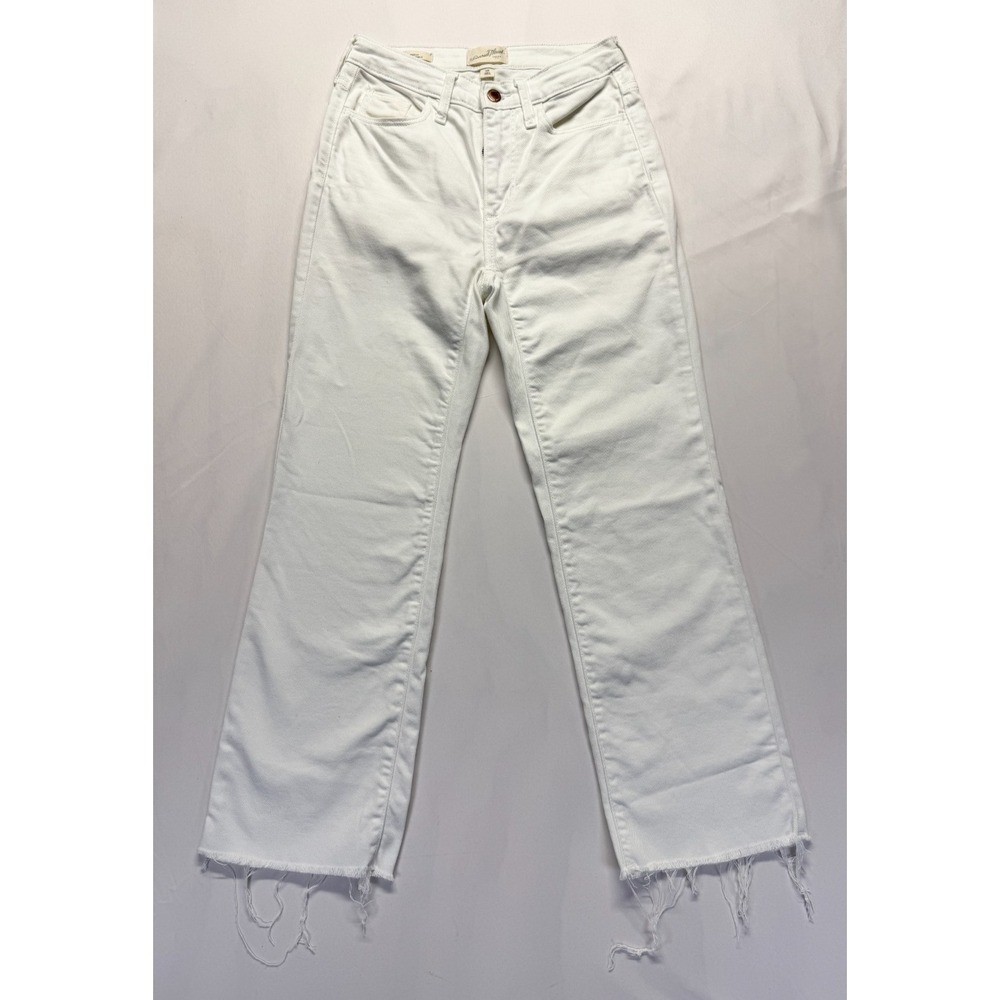 Universal Thread Ankle Bootcut Jeans Womens 0R White Denim Cotton‎ Frayed Hem